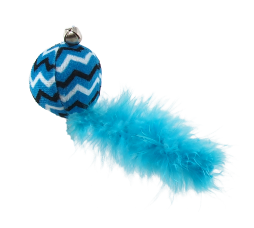 Magic Cat - іграшка вудка для котів, бавовняна кулька з пір'ячком, 45см