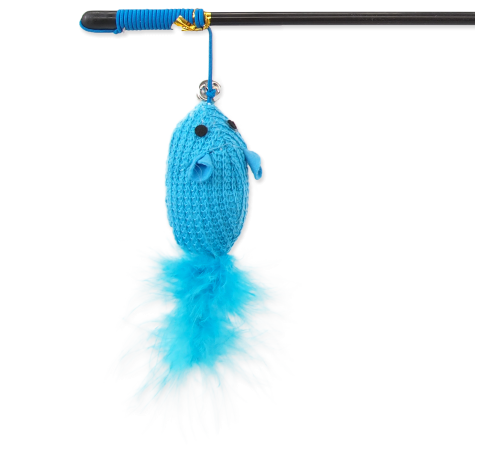 Magic Cat - іграшка вудка для котів, бавовняна мишка з пір'ячком і котячою м'ятою, 45см