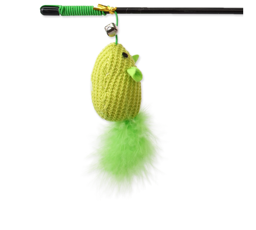 Magic Cat - іграшка вудка для котів, бавовняна мишка з пір'ячком і котячою м'ятою, 45см