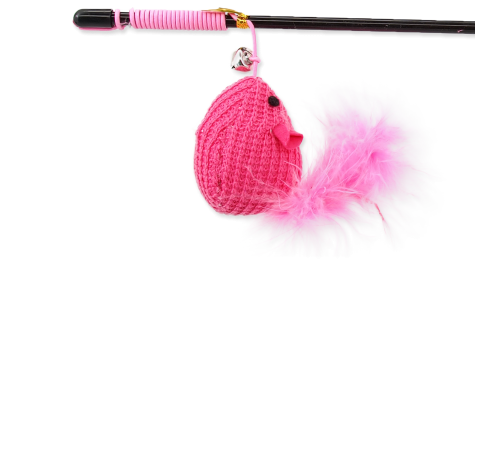 Magic Cat - іграшка вудка для котів, бавовняна мишка з пір'ячком і котячою м'ятою, 45см