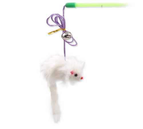 Magic Cat - іграшка вудка для котів, хутряна мишка з дзвоником, 49см