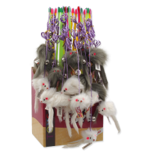 Magic Cat - іграшка вудка для котів, хутряна мишка з дзвоником, 49см