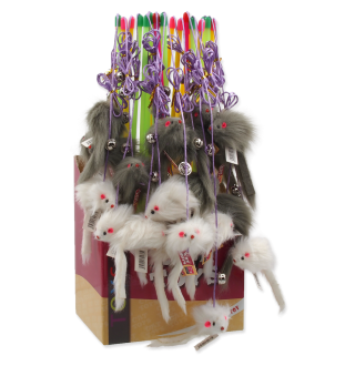 Magic Cat - іграшка вудка для котів, хутряна мишка з дзвоником, 49см