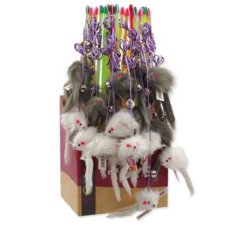 Magic Cat - іграшка вудка для котів, хутряна мишка з дзвоником, 49см