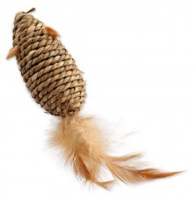 Magic Cat Sea Grass mouse with feathers - іграшка для котів мишка з морської трави та пір'ям 18см