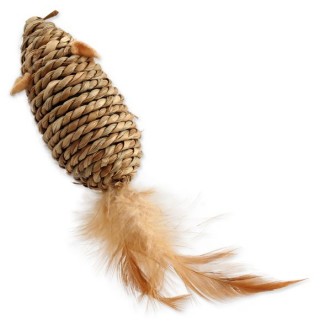Magic Cat Sea Grass mouse with feathers - іграшка для котів мишка з морської трави та пір'ям 18см