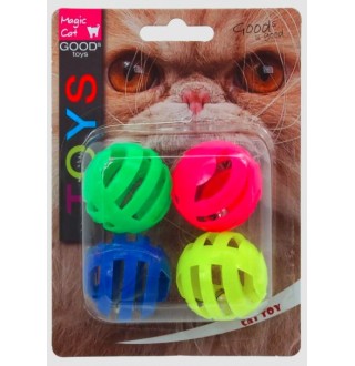 Magic Cat Toy Ball Plastic with Sound - іграшка для котів перфоровані пластикові кульки з дзвіночком 3,75см, 4шт