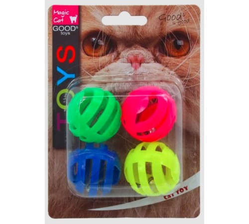 Magic Cat Toy Ball Plastic with Sound - іграшка для котів перфоровані пластикові кульки з дзвіночком 3,75см, 4шт