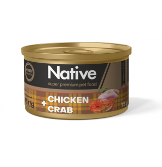 Native Chicken with Crab Adult Cat - натуральний консервований корм з куркою і крабом для котів, 75г