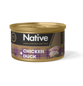 Native Chicken with Duck Adult Cat - натуральний консервований корм з куркою і качкою для котів, 75г
