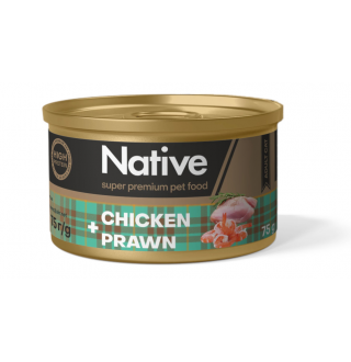 Native Chicken with Prawns Adult Cat - натуральний консервований корм з куркою і креветками для котів, 75г