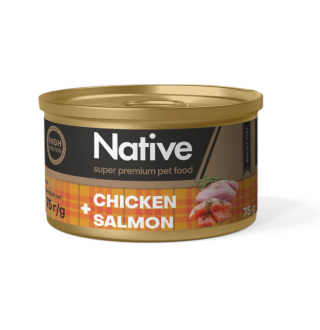 Native Chicken with Salmon Adult Cat - натуральний консервований корм з куркою і лососем для котів, 75г