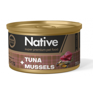 Native Tuna with Mussels Adult Cat - натуральний консервований корм з тунцем і мідіями для котів, 75г