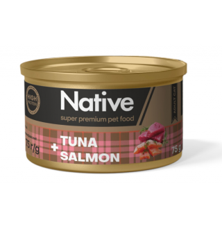 Native Tuna with Salmon Adult Cat - натуральний консервований корм з тунцем і лососем для котів, 75г
