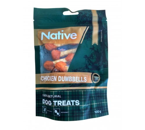 Native Chicken Dumbbell - ласощі для собак жувальні гантельки з куркою, 100г