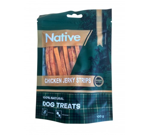 Native Chicken Jerky Strips - ласощі для собак курячі смужки, 100г