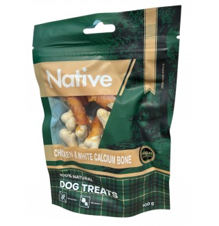 Native Chicken & White Calcium Bone - ласощі для собак кісточка з куркою та кальцієм, 100г