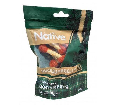 Native Duck & Munchy Stick Dumbbell - ласощі для собак качині гантельки, 100г