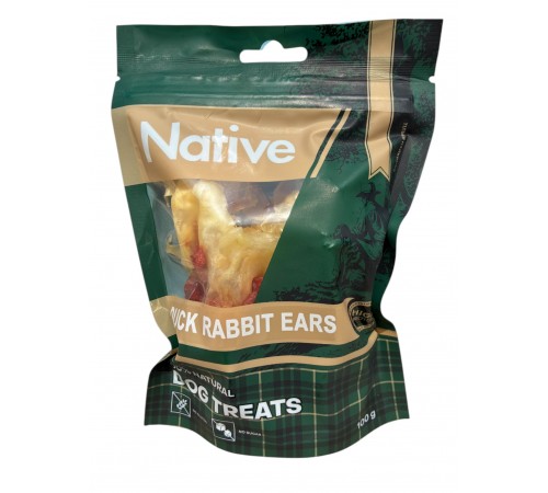 Native Duck Rabbit Ears - ласощі для собак кролячі вушка з качкою, 100г