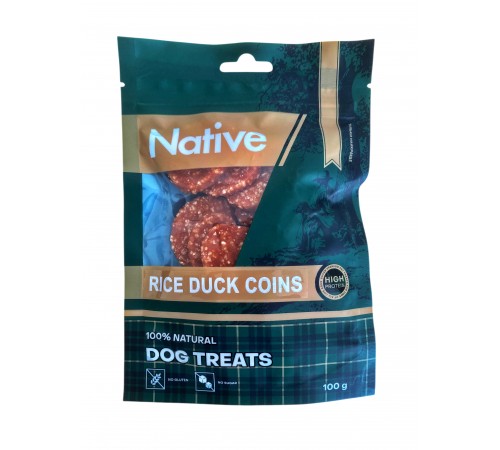 Native Duck & Rice Circular Chips - ласощі для собак качині чіпси з рисом, 100г