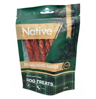 Native Duck Bleached Rawhide - ласощі для собак, жувальні палички з качкою, 100г