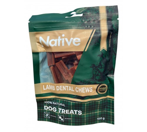 Native Lamb Dental Chews - ласощі для собак з ягня для чищення зубів, 100г
