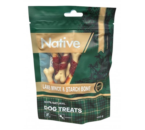 Native Lamb Mince Starch Bone - ласощі для собак крохмальні кісточки з ягням, 100г