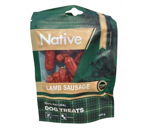 Native Lamb Sausage - ласощі для собак сосиски з ягня, 100г
