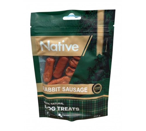 Native Rabbit Sausage - ласощі для собак кролячі сосиски, 100г