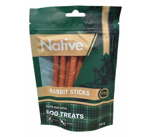 Native Rabbit Sticks - ласощі для собак кролячі палички, 100г