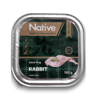 Native Adult Dog with Rabbit - повнораціонний вологий корм у вигляді шматочків в желе з кроликом для дорослих собак, 150г