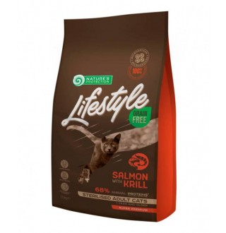 Nature's Protection Lifestyle Grain Free Salmon with krill Sterilised Adult Cat – сухий беззерновий корм з лососем для стерилізованих дорослих котів, 1,5кг
