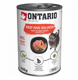 Ontario Cat Beef with Salmon - консерви з яловичиною, лососем і спіруліною для котів, 400г