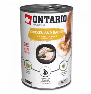 Ontario Cat Chicken with Rabbit - консерви з куркою, кроликом і журавлиною для котів, 400г