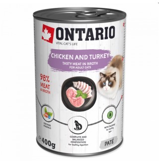 Ontario Cat Chicken with Turkey - консерви з куркою, індичкою та обліпихою для котів, 400г
