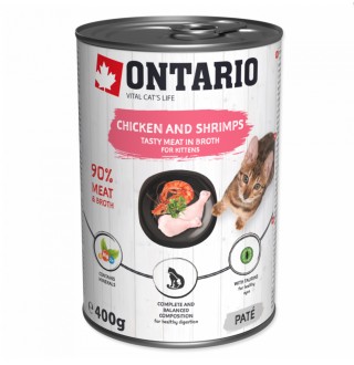 Ontario Kitten Chicken with Shrimps - консерви з куркою, креветками та обліпихою для кошенят, 400г