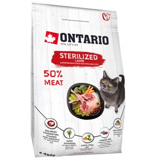 Ontario Cat Sterilised Lamb - сухий корм для стерилізованих котів з ягням, 400г