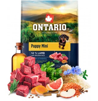 Ontario Puppy Mini Lamb with Brown Rice NEW - сухий корм для цуценят дрібних порід з ягням та коричневим рисом, 2,25кг