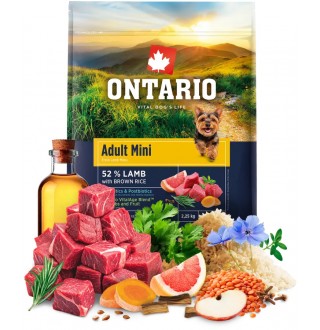 Ontario Adult Mini Lamb with Brown Rice NEW - сухий корм для дорослих собак дрібних порід з ягням та коричневим рисом, 2,25кг