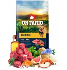 Ontario Adult Mini Lamb with Brown Rice NEW - сухий корм для дорослих собак дрібних порід з ягням та коричневим рисом, 6,5кг