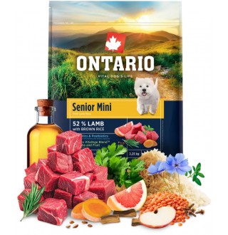 Ontario Senior Mini Lamb with Brown Rice NEW - сухий корм для літніх собак дрібних порід з ягням та коричневим рисом, 2,25кг
