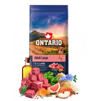Ontario Adult Large Lamb with Brown Rice NEW - сухий корм для дорослих собак великих порід з ягням та коричневим рисом, 12кг