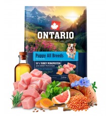 Ontario Puppy All Breeds Monoprotein Turkey with Sweet Potatoes NEW - сухий монопротеїновий корм для цуценят усіх порід з індичкою та солодкою картоплею, 2,25кг
