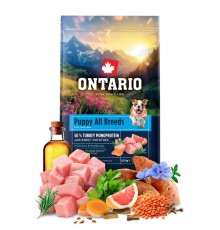 Ontario Puppy All Breeds Monoprotein Turkey with Sweet Potatoes NEW - сухий монопротеїновий корм для цуценят усіх порід з індичкою та солодкою картоплею, 6,5кг