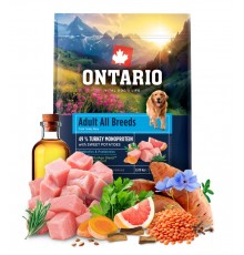 Ontario Adult All Breeds Monoprotein Turkey with Sweet Potatoes NEW - сухий монопротеїновий корм для дорослих собак усіх порід з індичкою та солодкою картоплею, 2,25кг