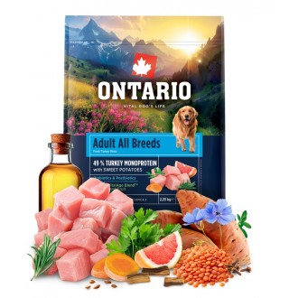 Ontario Adult All Breeds Monoprotein Turkey with Sweet Potatoes NEW - сухий монопротеїновий корм для дорослих собак усіх порід з індичкою та солодкою картоплею, 2,25кг