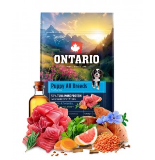 Ontario Puppy All Breeds Monoprotein Tuna with Sweet Potatoes NEW - сухий монопротеїновий корм для цуценят усіх порід з тунцем та солодкою картоплею, 750г