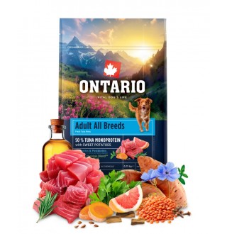 Ontario Adult All Breeds Monoprotein Tuna with Sweet Potatoes NEW - сухий монопротеїновий корм для дорослих собак усіх порід з тунцем та солодкою картоплею, 750г