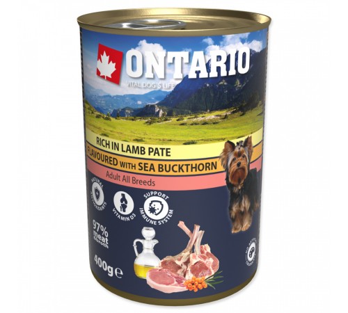 Ontario Adult Lamb Pate with Sea Buckthorn - консерви для собак з ягням і обліпихою, 400г