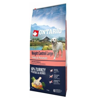 Ontario Large Weight Control Turkey&Potatoes- сухий дієтичний корм для собак великих порід з індичкою та картоплею, 12кг